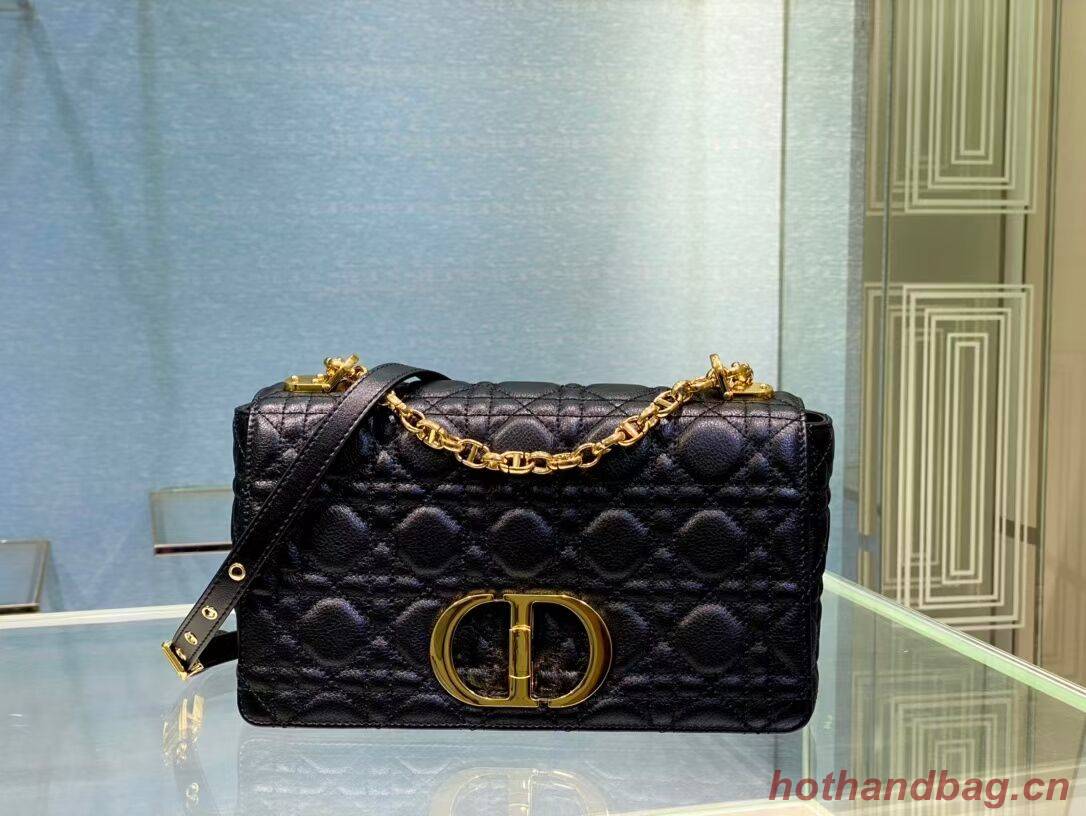 MEDIUM DIOR CARO BAG Soft Cannage Calfskin M9242 black