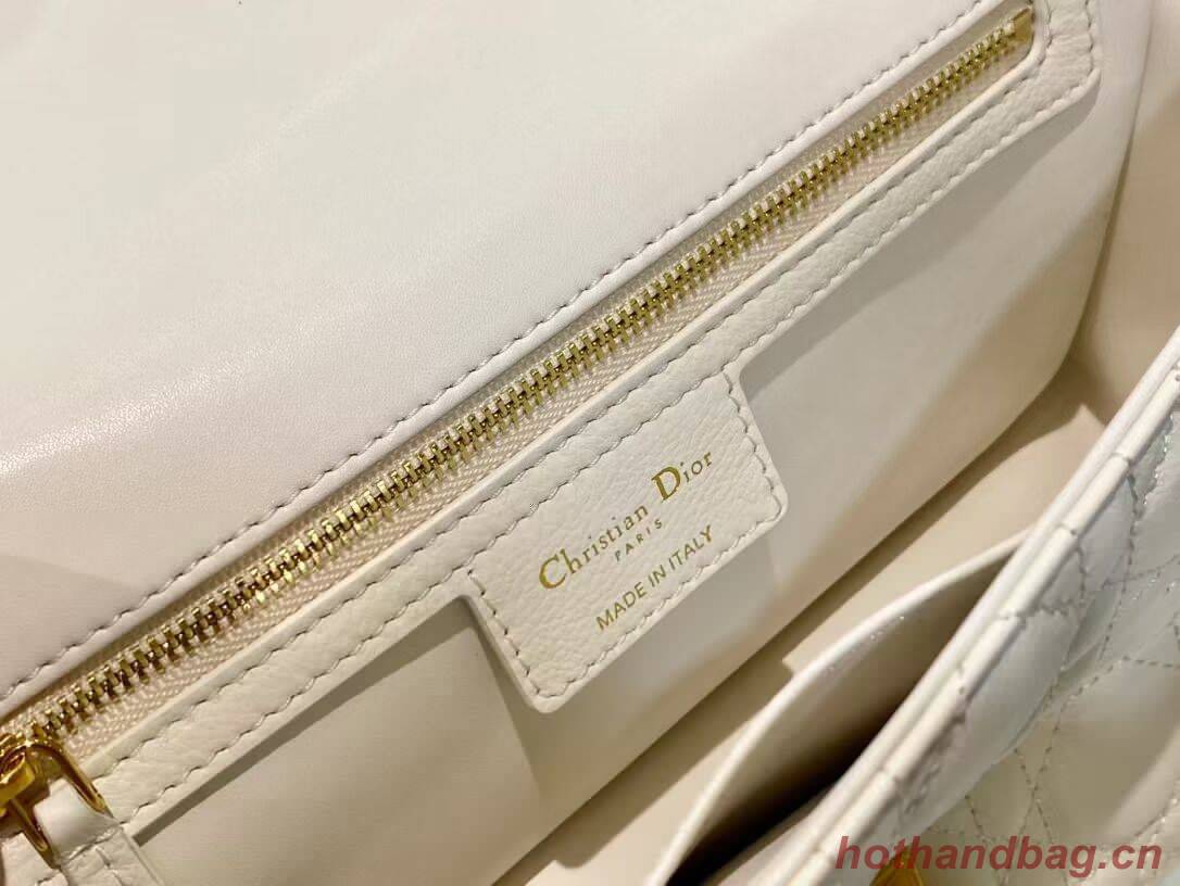 MEDIUM DIOR CARO BAG Soft Cannage Calfskin M9242 white