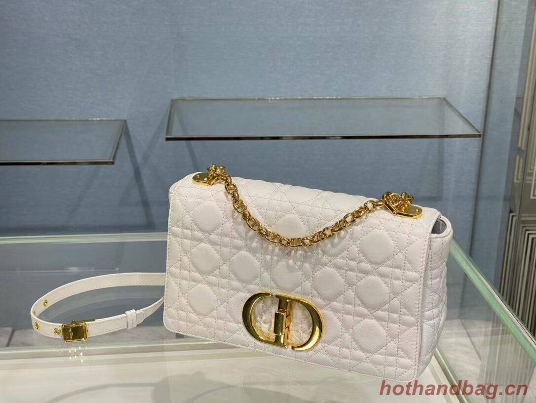 MEDIUM DIOR CARO BAG Soft Cannage Calfskin M9242 white