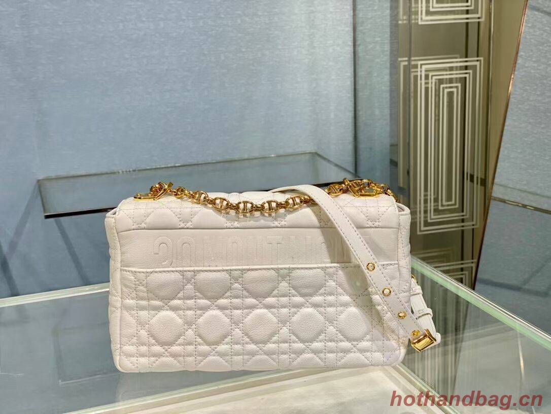 MEDIUM DIOR CARO BAG Soft Cannage Calfskin M9242 white