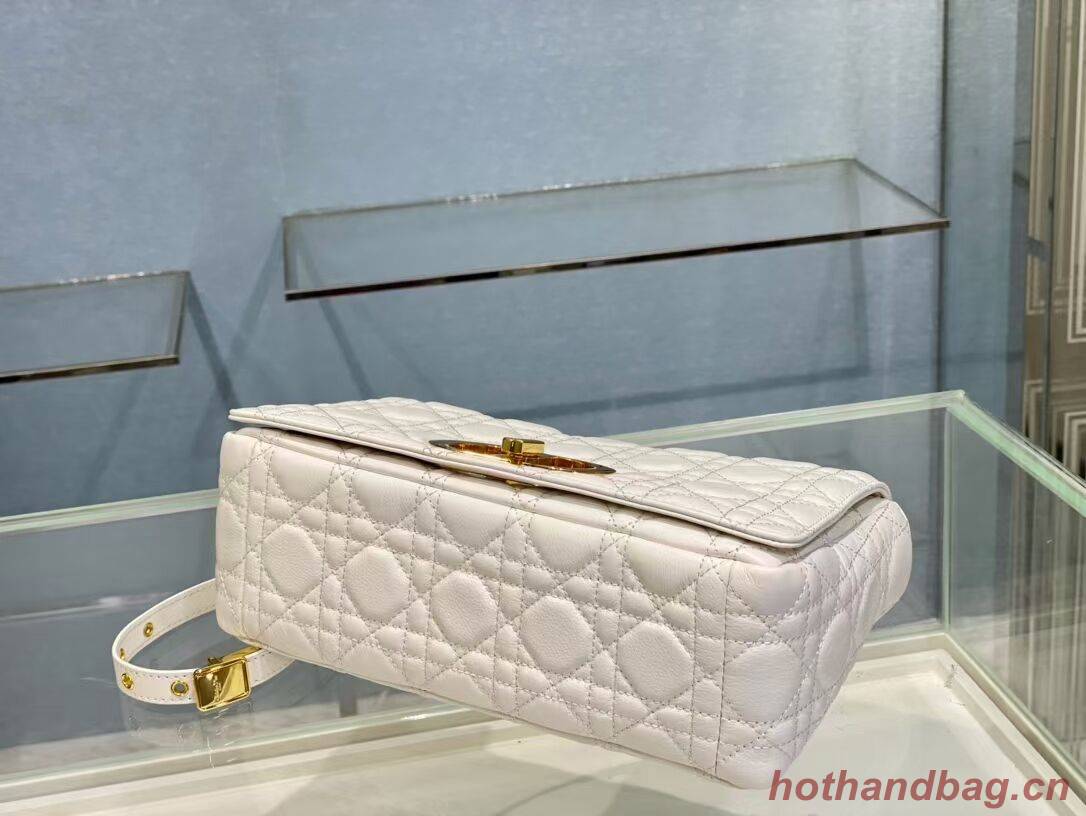 MEDIUM DIOR CARO BAG Soft Cannage Calfskin M9242 white