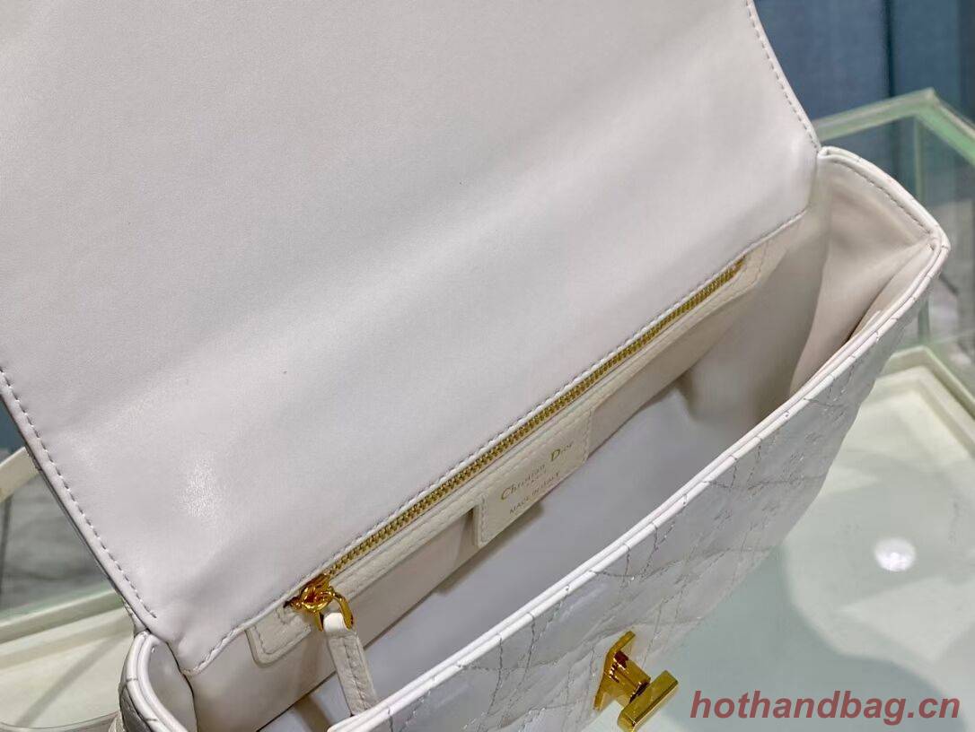 MEDIUM DIOR CARO BAG Soft Cannage Calfskin M9242 white