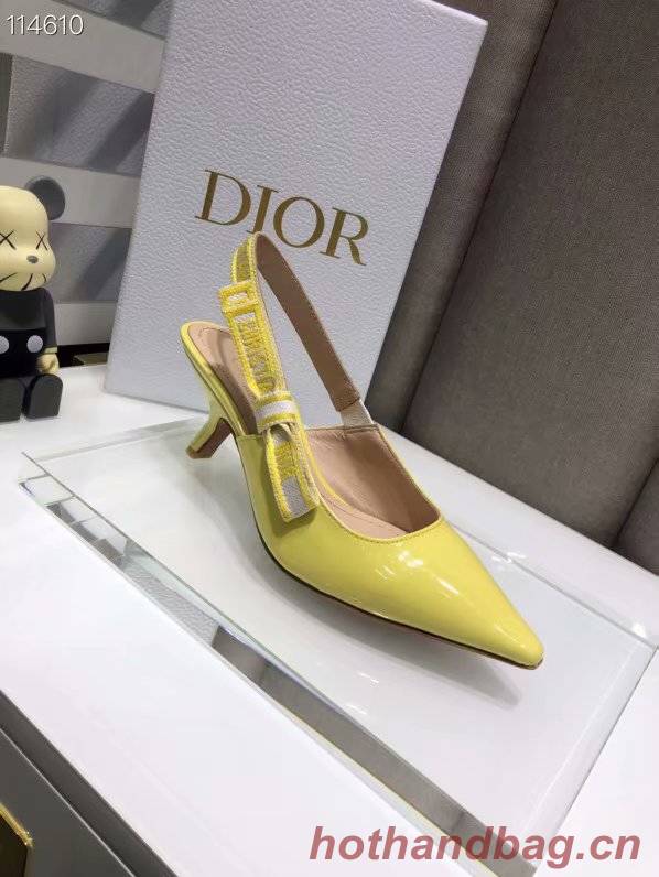 JADIOR SLINGBACK PUMP Patent Calfskin Dior771DJ-2 6.5 cm comma heel