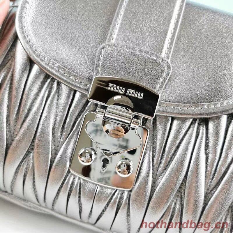 miu miu Matelasse Nappa Leather Shoulder Bag 5BD188 Silver