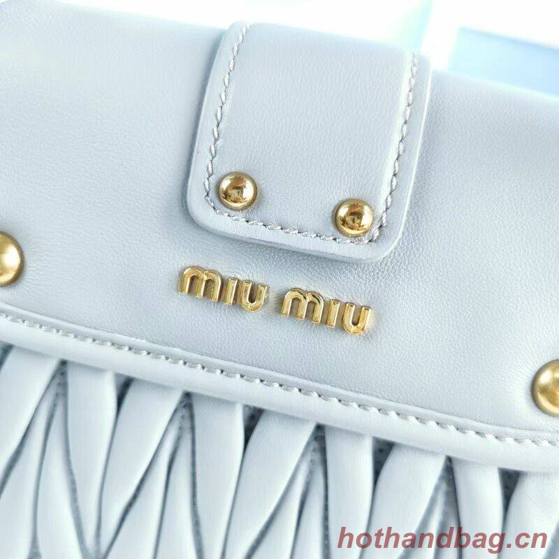 miu miu Matelasse Nappa Leather Shoulder Bag 5BD188 light blue