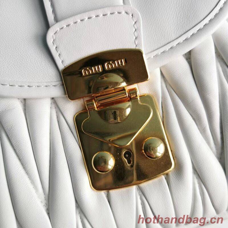 miu miu Matelasse Nappa Leather Shoulder Bag 5BD188 white