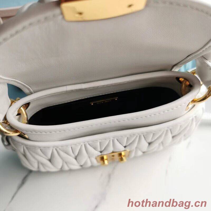 miu miu Matelasse Nappa Leather Shoulder Bag 5BD188 white