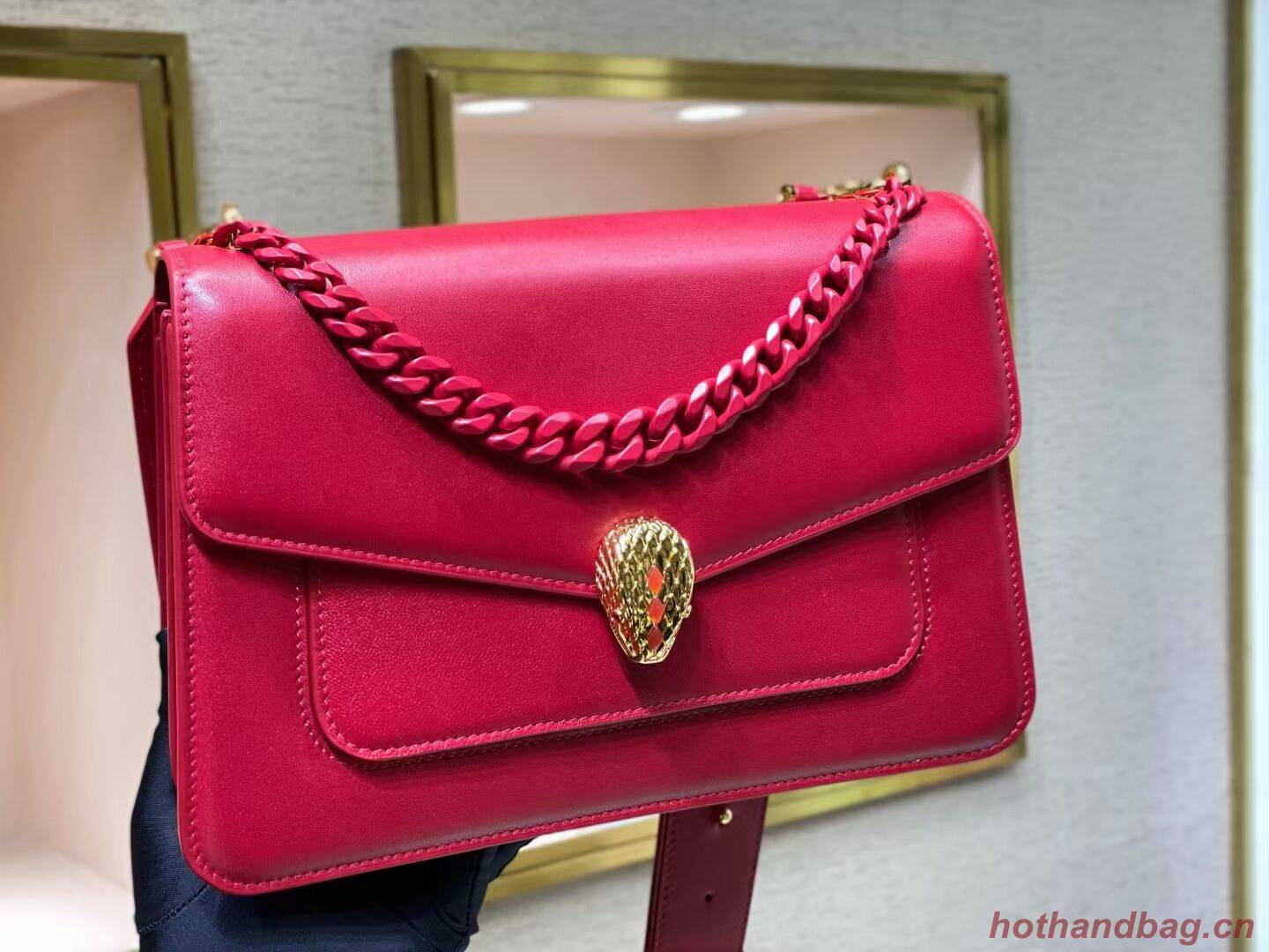 Bvlgari Serpenti Forever leather small crossbody bag B210762 red