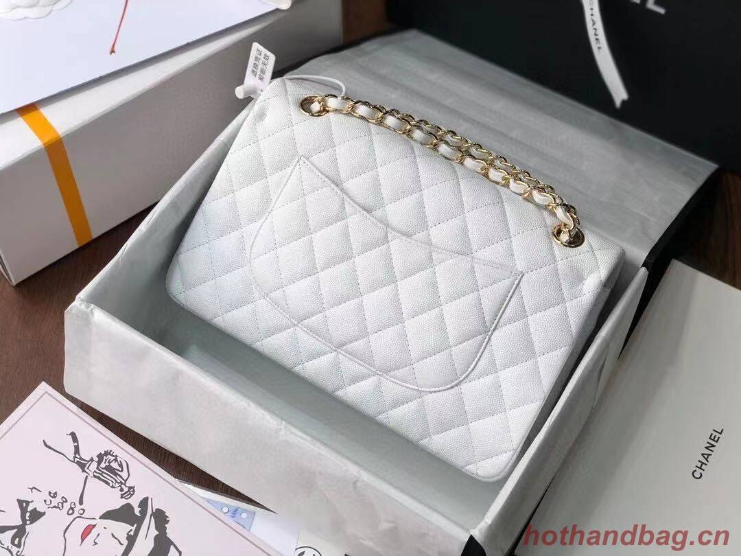 Chanel Double Flaps Bags Original White Caviar Leather A36097 Gold