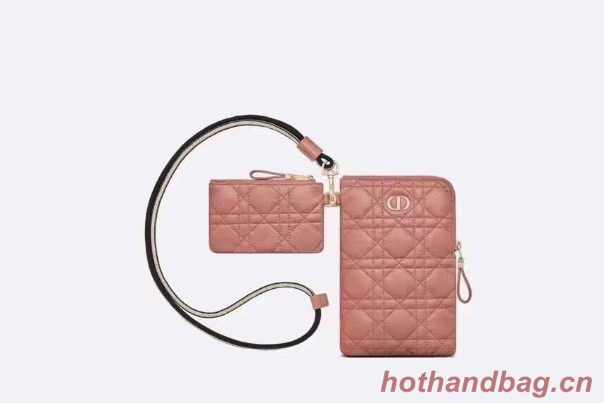 DIOR CARO MULTIFUNCTIONAL POUCH Deep Nude Supple Cannage Calfskin S5036U