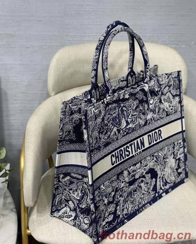 DIOR BOOK TOTE Blue Toile de Jouy Reverse Embroidery M1286ZR