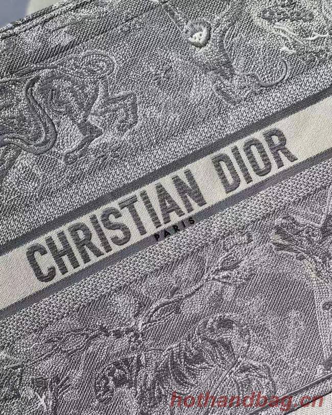 DIOR BOOK TOTE Gray Toile de Jouy Reverse Embroidery M1286ZR