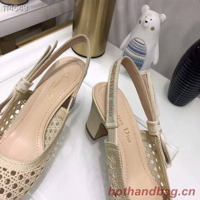 DIOR & MOI SLINGBACK PUMP Cream Mesh Cannage Embroidery KCP890R