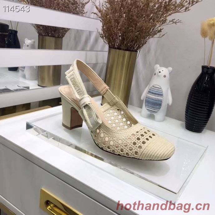 DIOR & MOI SLINGBACK PUMP Cream Mesh Cannage Embroidery KCP890R