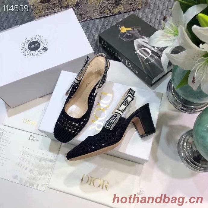 DIOR & MOI SLINGBACK PUMP black Mesh Cannage Embroidery KCP890R