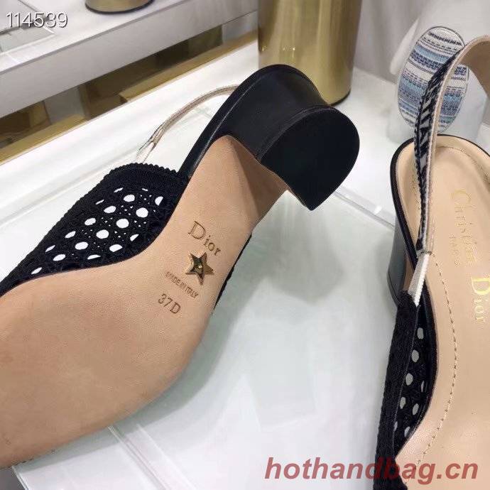 DIOR & MOI SLINGBACK PUMP black Mesh Cannage Embroidery KCP890R