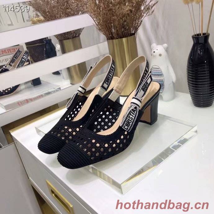 DIOR & MOI SLINGBACK PUMP black Mesh Cannage Embroidery KCP890R