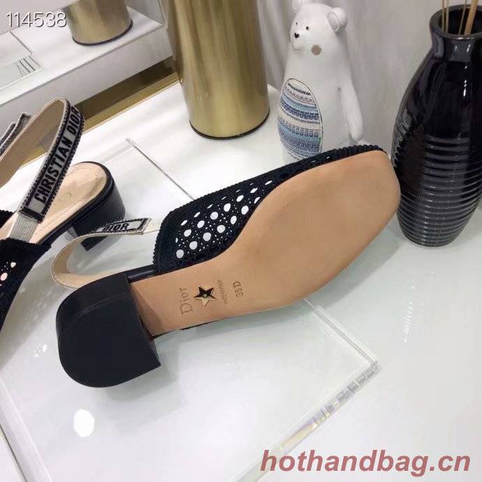 DIOR & MOI SLINGBACK PUMP black Mesh Cannage Embroidery KCP890R