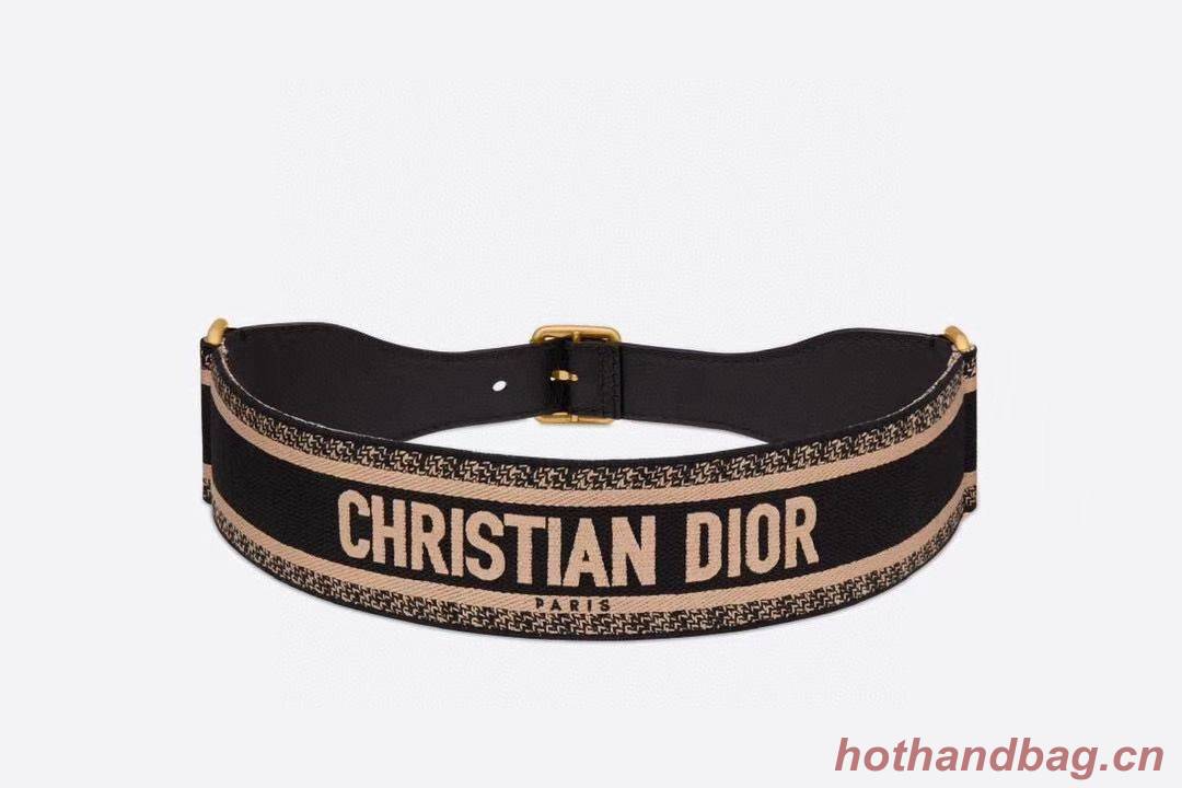 Dior Belt 65 mm Embroidered Canvas M928 Blue & Cream