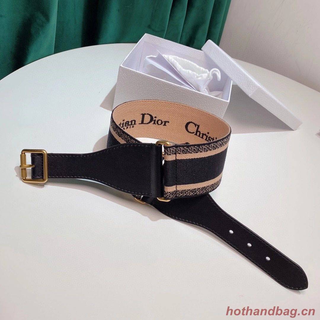 Dior Belt 65 mm Embroidered Canvas M928 Blue & Cream