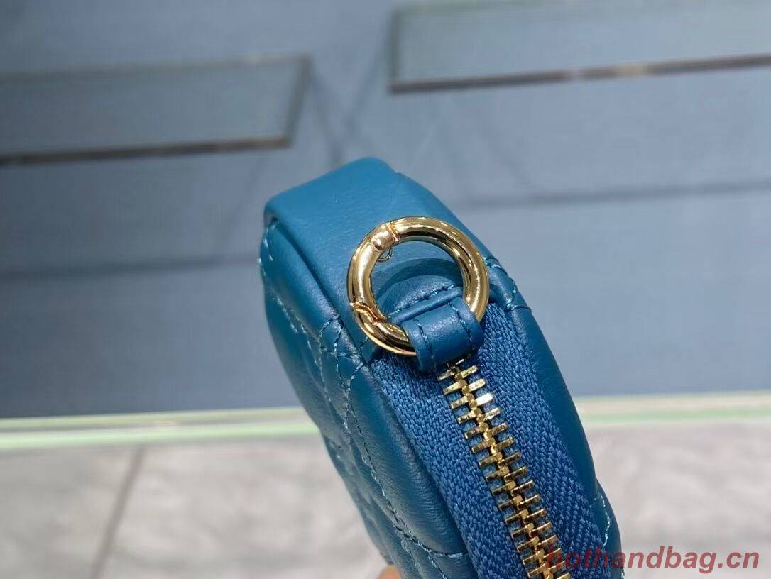 DETACHABLE DIOR CARO ROUND COIN PURSE S5035U BLUE