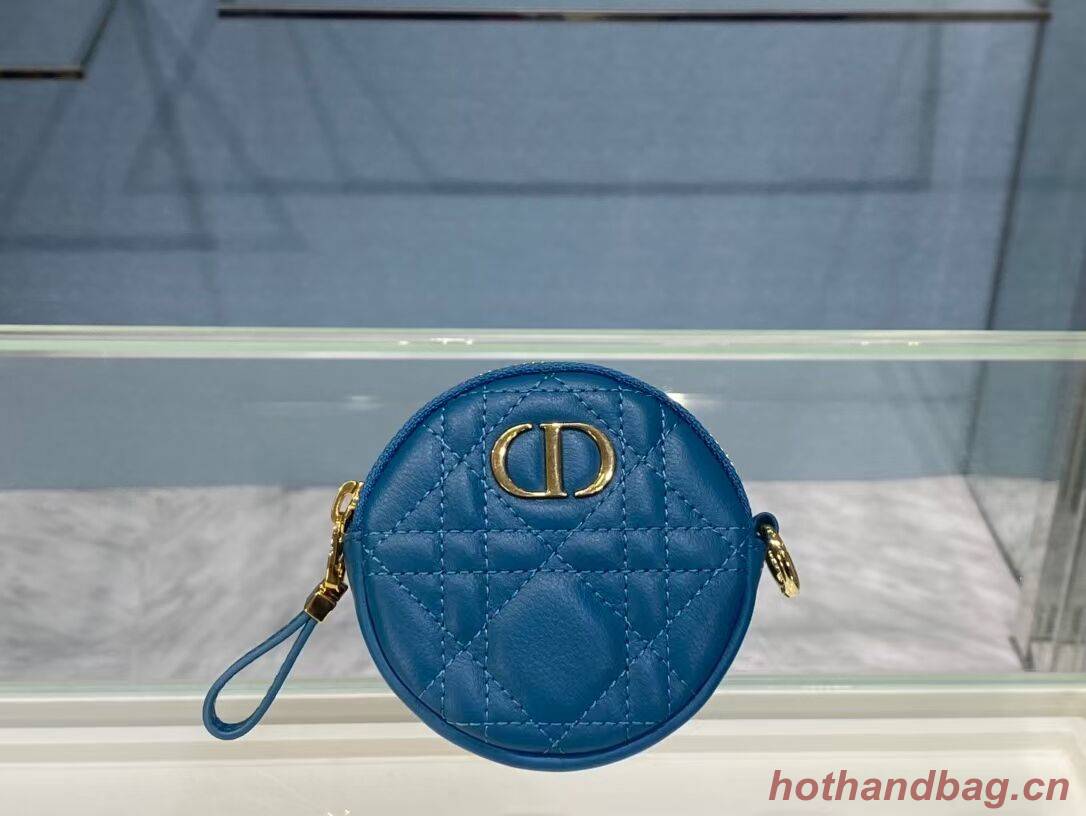 DETACHABLE DIOR CARO ROUND COIN PURSE S5035U BLUE