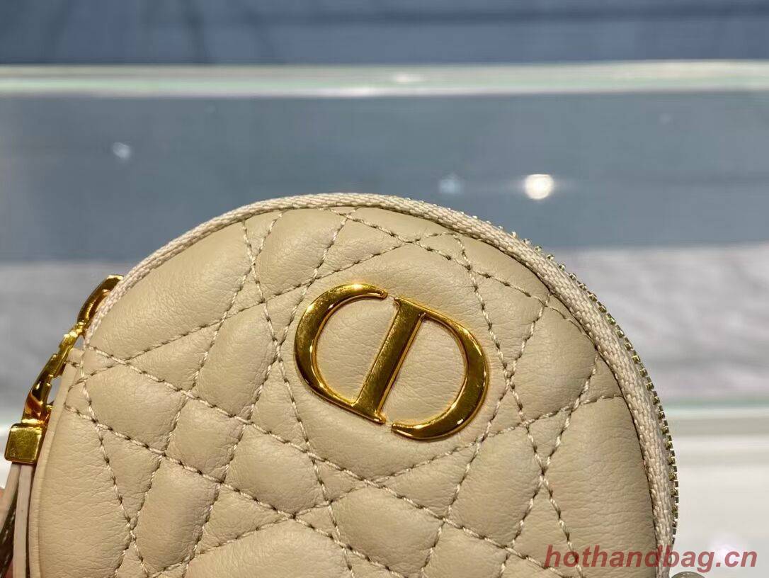 DETACHABLE DIOR CARO ROUND COIN PURSE S5035U Beige