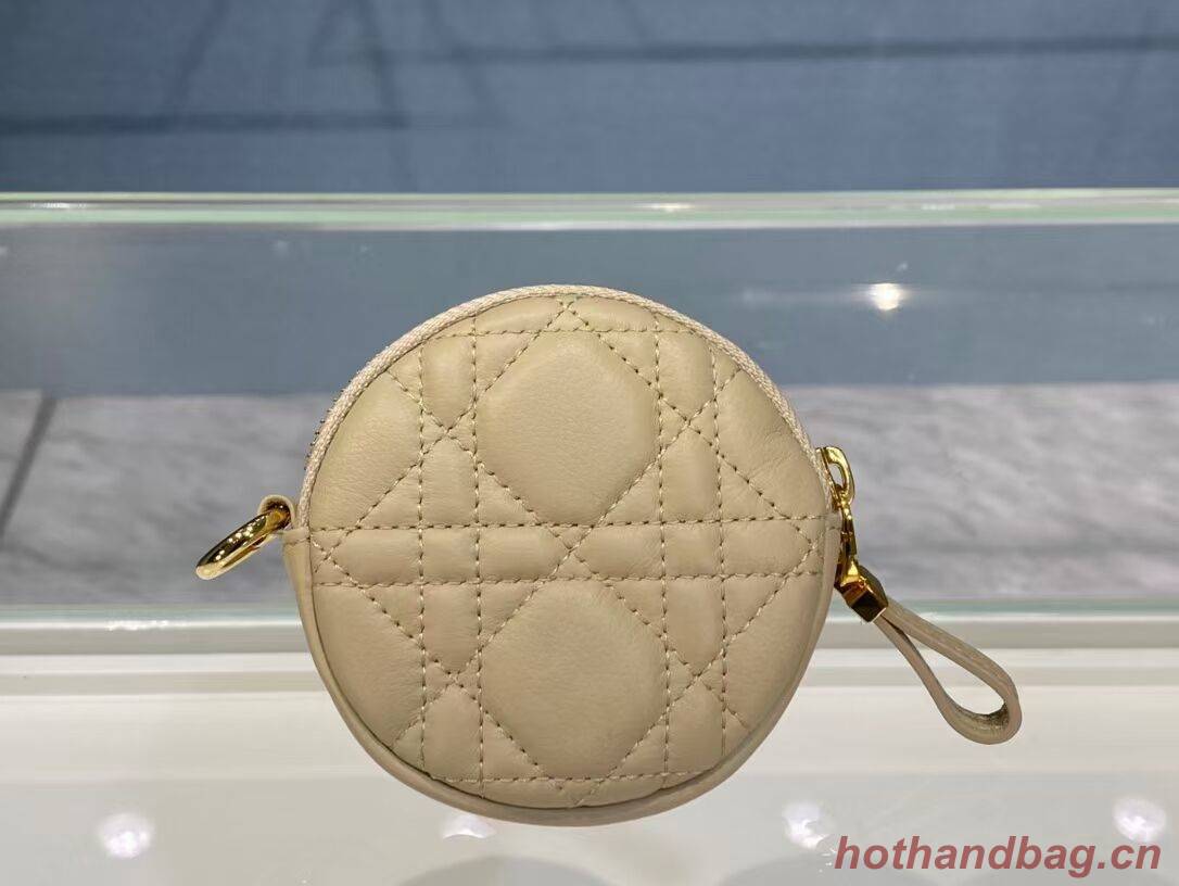 DETACHABLE DIOR CARO ROUND COIN PURSE S5035U Beige