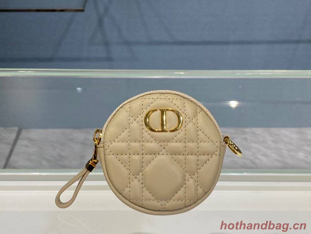 DETACHABLE DIOR CARO ROUND COIN PURSE S5035U Beige