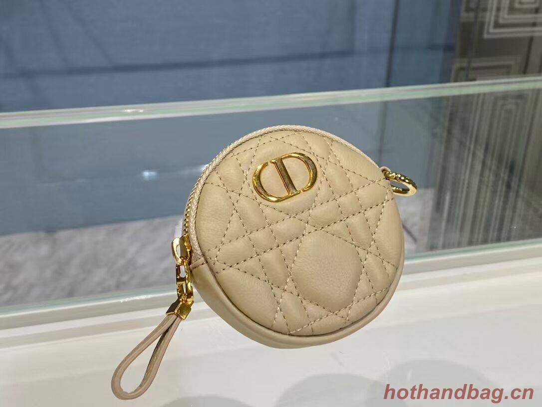 DETACHABLE DIOR CARO ROUND COIN PURSE S5035U Beige