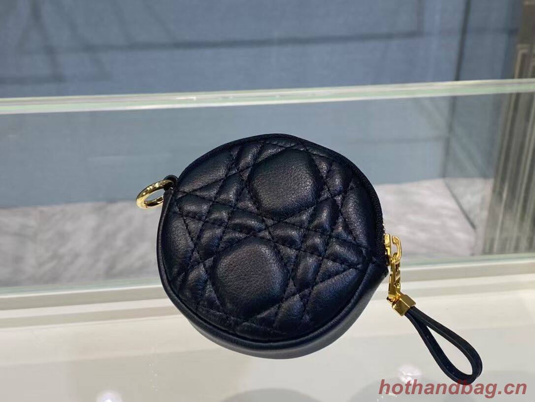 DETACHABLE DIOR CARO ROUND COIN PURSE S5035U Black