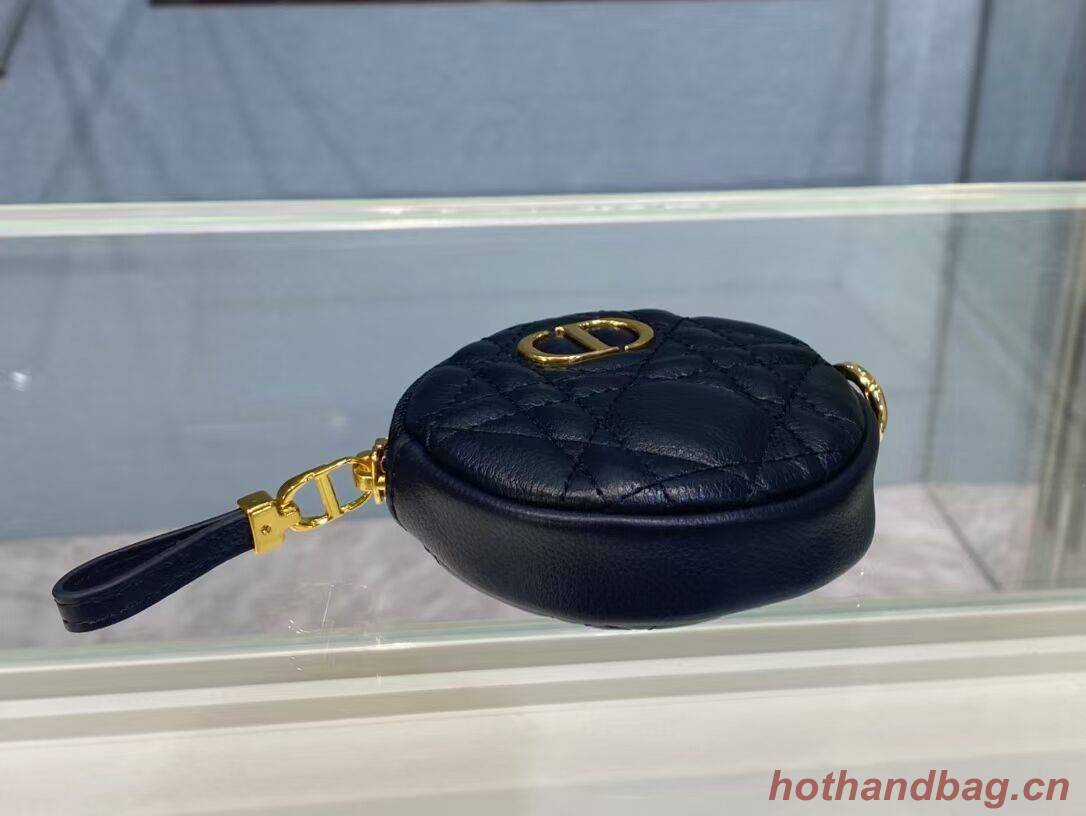 DETACHABLE DIOR CARO ROUND COIN PURSE S5035U Black