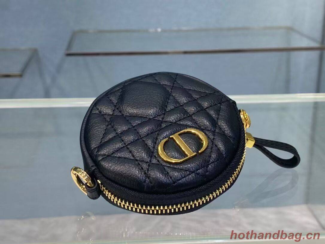 DETACHABLE DIOR CARO ROUND COIN PURSE S5035U Black