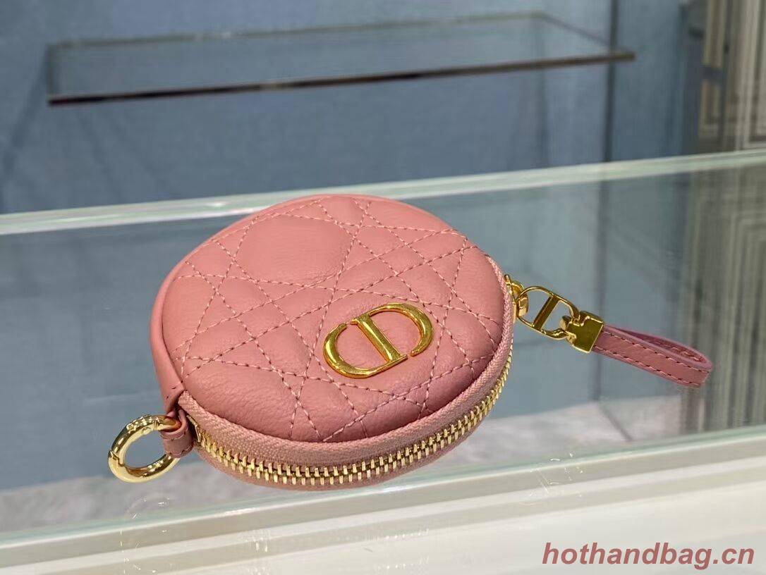 DETACHABLE DIOR CARO ROUND COIN PURSE S5035U Dark Nude