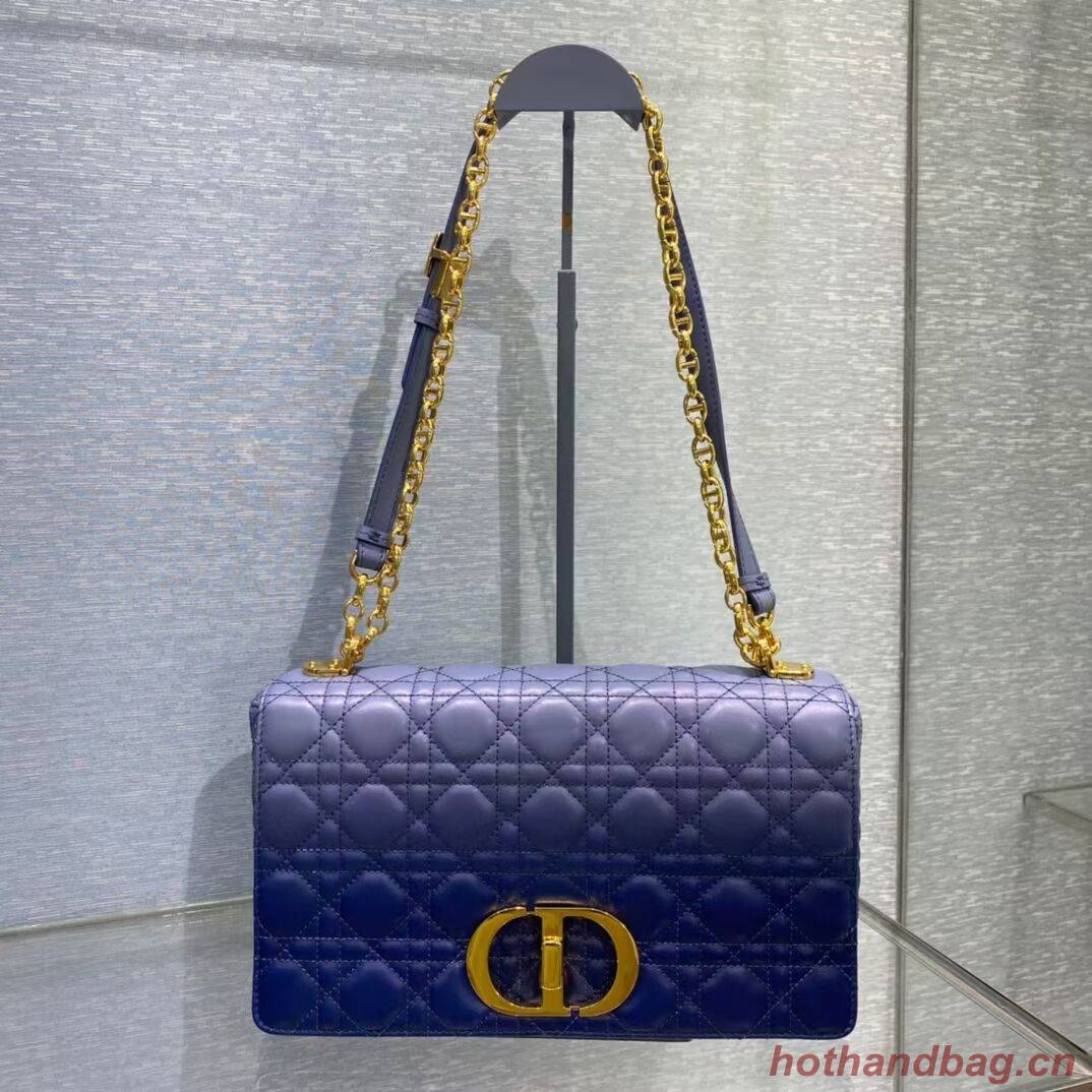 LARGE DIOR CARO BAG Indigo Blue Gradient Cannage Lambskin M9243U