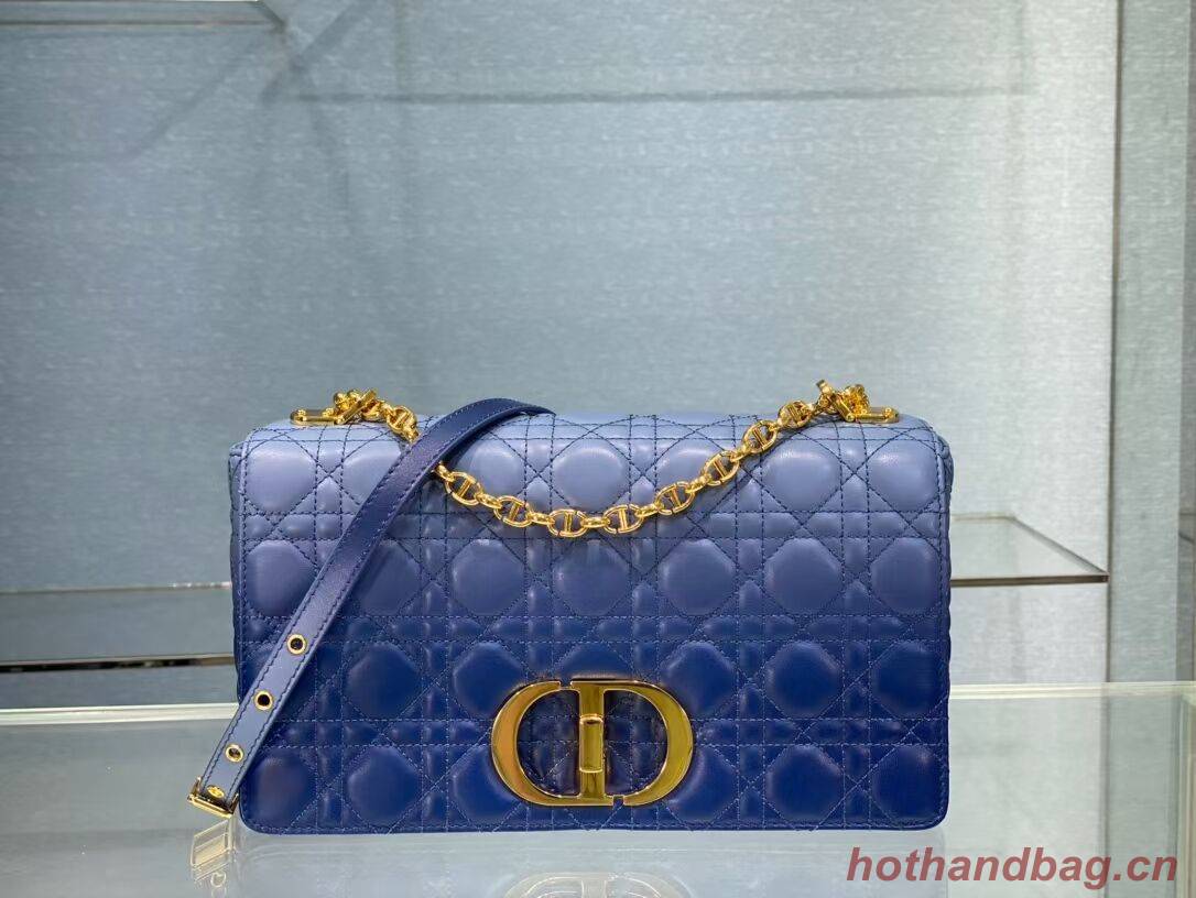 LARGE DIOR CARO BAG Indigo Blue Gradient Cannage Lambskin M9243U