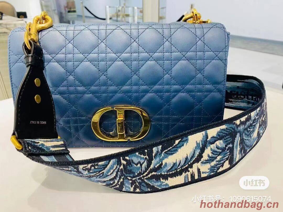 LARGE DIOR CARO BAG Indigo Blue Gradient Cannage Lambskin M9243U