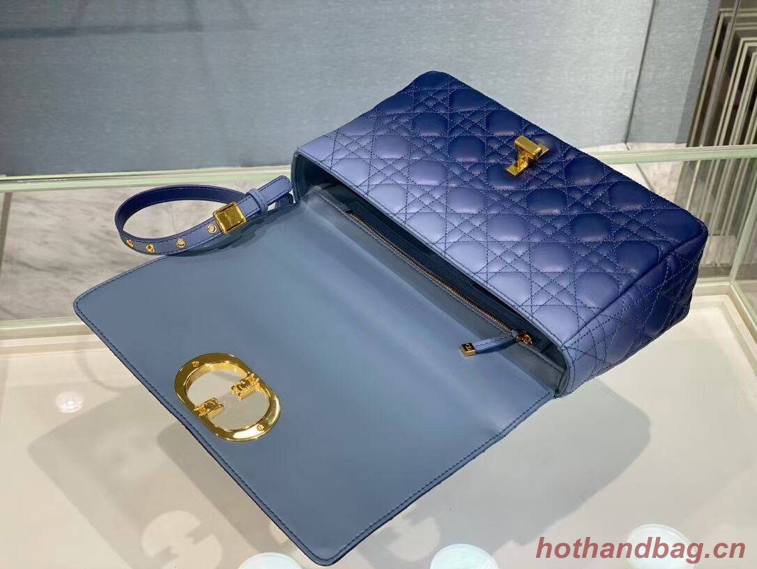 LARGE DIOR CARO BAG Indigo Blue Gradient Cannage Lambskin M9243U