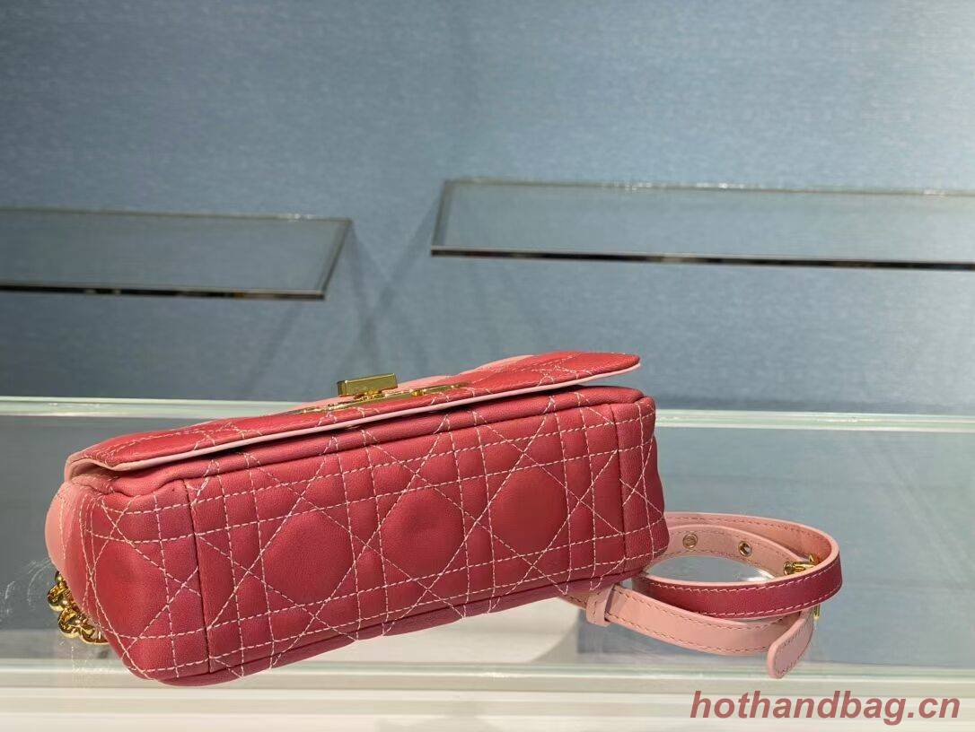 SMALL DIOR CARO BAG Pink Gradient Cannage Lambskin M9241