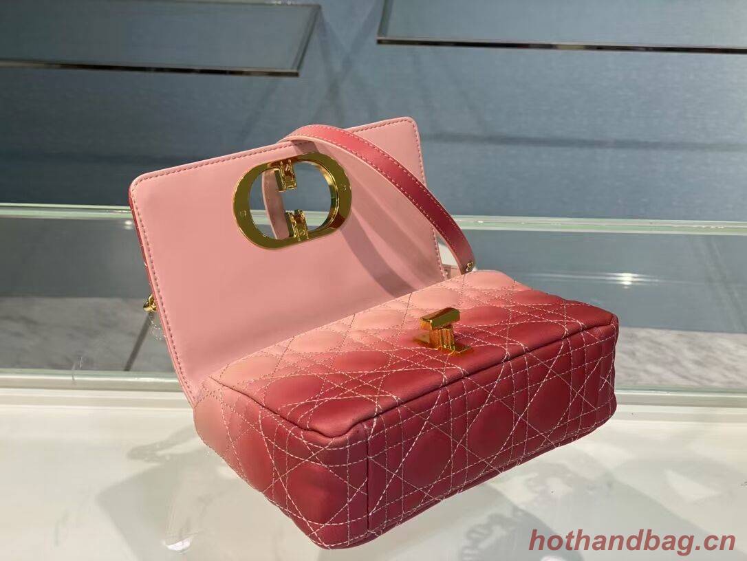 SMALL DIOR CARO BAG Pink Gradient Cannage Lambskin M9241