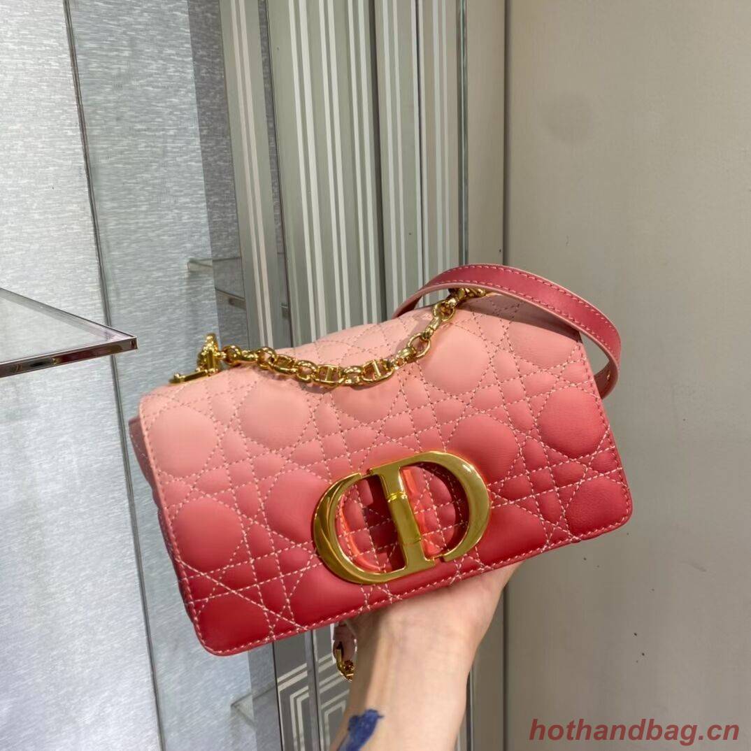 SMALL DIOR CARO BAG Pink Gradient Cannage Lambskin M9241