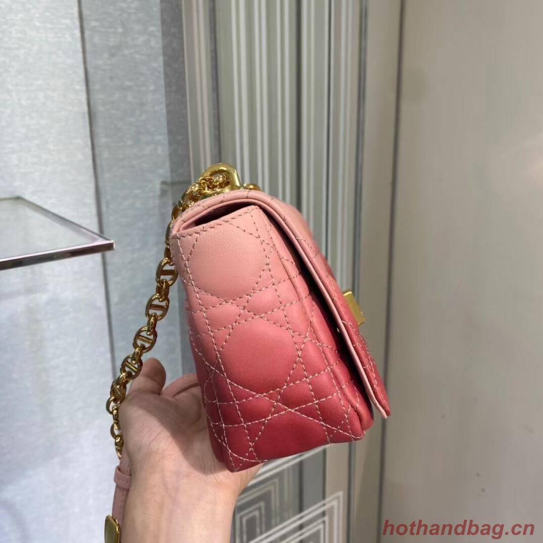 SMALL DIOR CARO BAG Pink Gradient Cannage Lambskin M9241