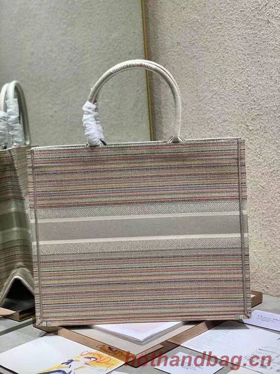 DIOR BOOK TOTE Multicolor Stripes Embroidery Reference M1286