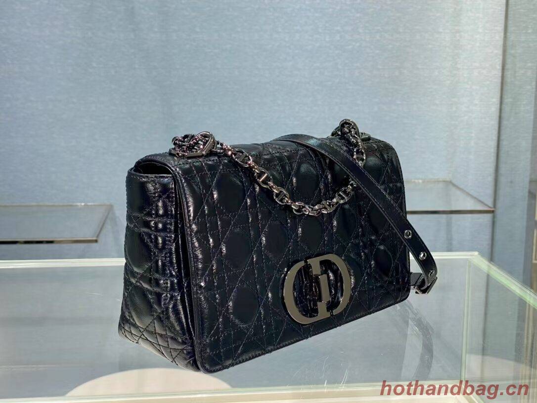 MEDIUM DIOR CARO BAG Imported wax skin M9242 black