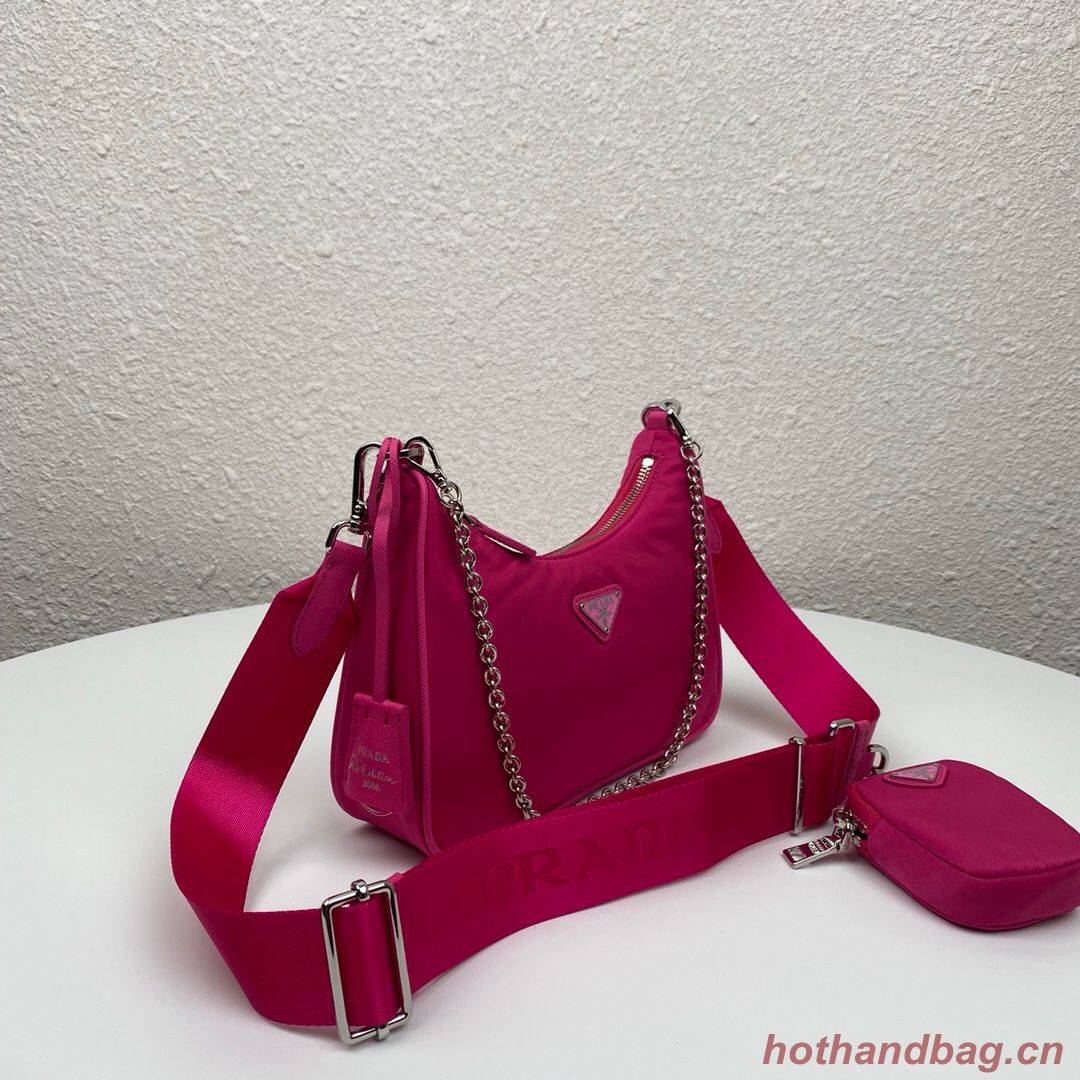 Prada Re-Edition nylon shoulder bag 1BH204 Dark pink