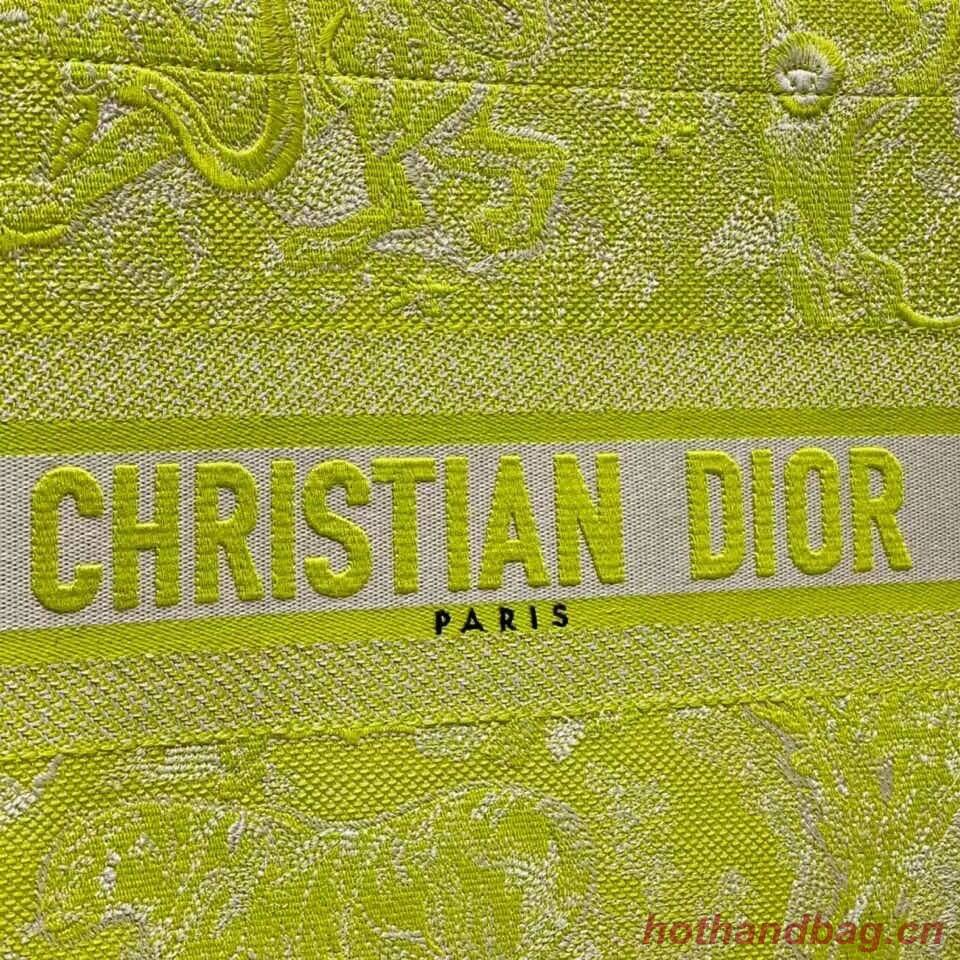 SMALL DIOR BOOK TOTE Lime Toile de Jouy Reverse Embroidery M1296ZR