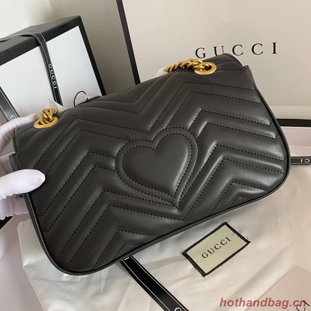 Gucci GG Marmont Original Leather matelasse shoulder bag 443497 Black