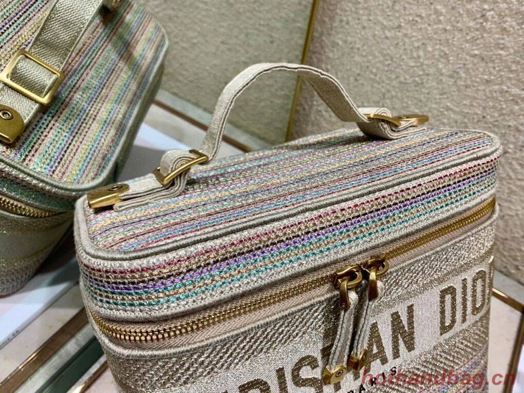 SMALL DIORTRAVEL VANITY CASE Multicolor Striped Embroidery S5489C