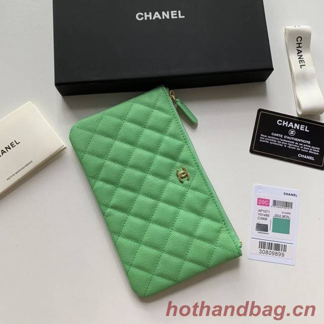 CHANEL 19 Caviar Original Leather Carry on bag AP1060 green