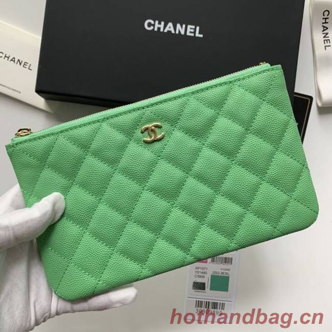 CHANEL 19 Caviar Original Leather Carry on bag AP1060 green